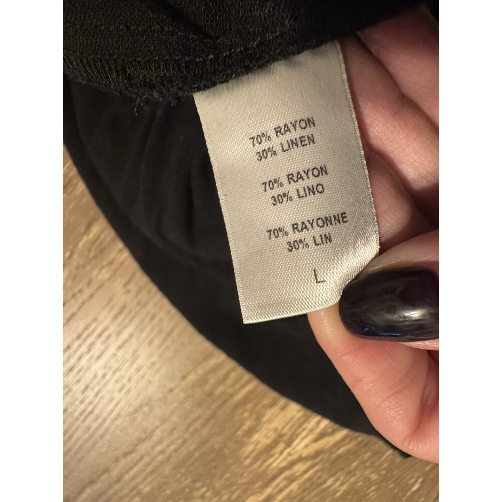 Rachel Pally Crop Palazzo Linen Pull On Elastic Waist Large Black Pockets Boho - Picture 10 of 11